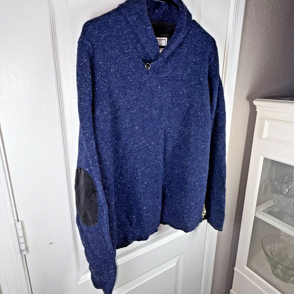 JoS. A. Bank Men's Navy Blue Speckled Pullover Sweater Medium – Elbow Pads,‎ NWT